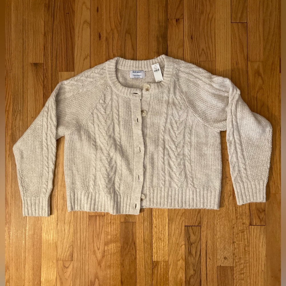 Old Navy Heathered Cable-Knit Cardigan Sweater